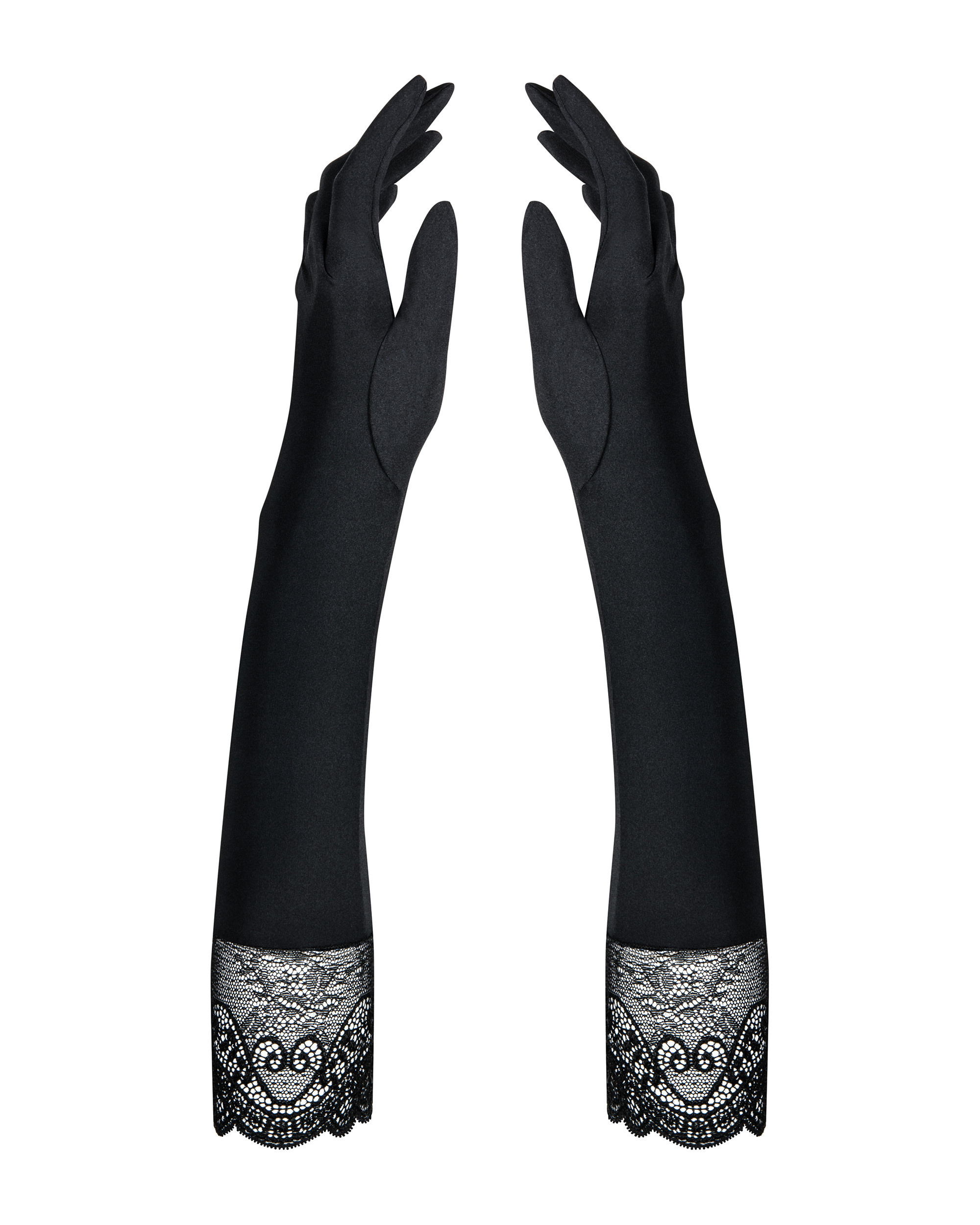 Zdjęcie czarnych rękawiczek z koronkowym wykończeniem