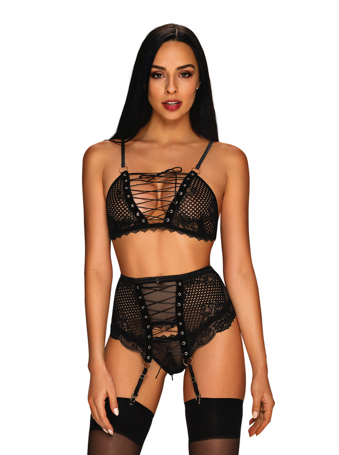 Set nero seducente con reggicalze