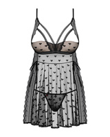 Prześwitująca, czarna babydoll