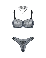 Biustonosz z wiązaniem na szyi i stringi