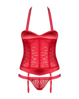Seksowny, czerwony gorset i stringi