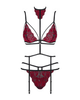 Czerwony komplet z koronki