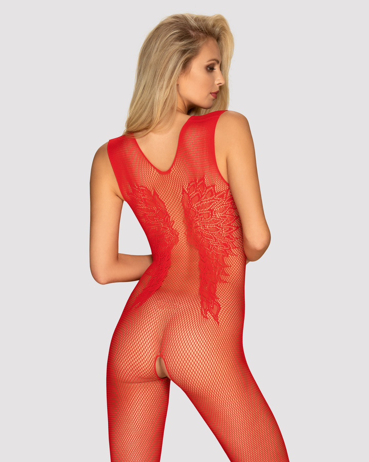 Zmysłowe, czerwone bodystocking