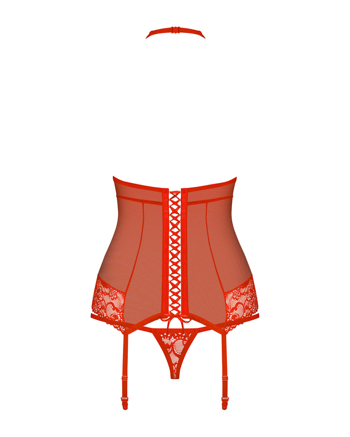 Czerwony gorset i stringi