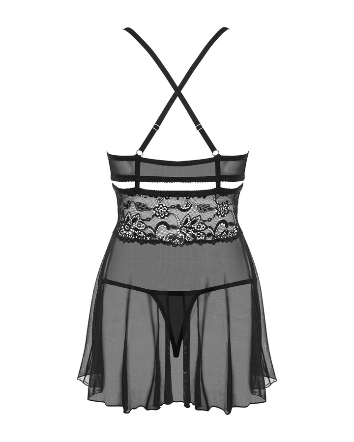 Czarna babydoll i stringi