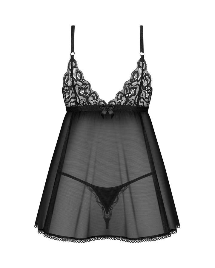 Czarna babydoll i stringi