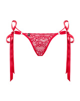 Czerwone stringi z kokardkami