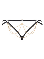 Czarne stringi z łańcuszkami