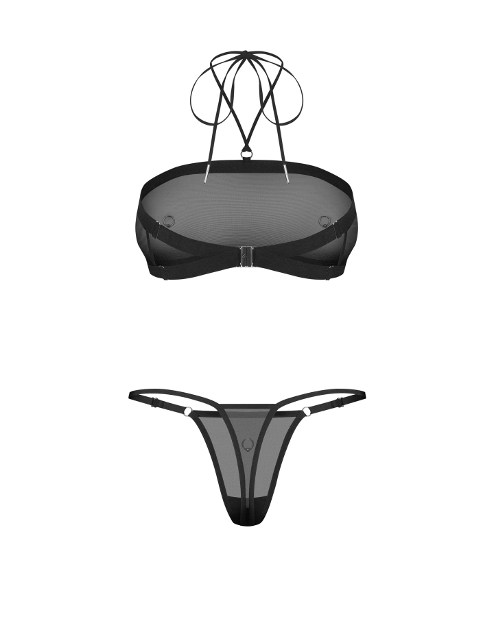 Komplet bielizny zdobiony srebrnymi ringami