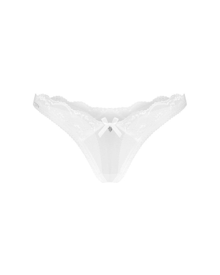 Biały komplet: biustonosz, stringi i otwarte stringi