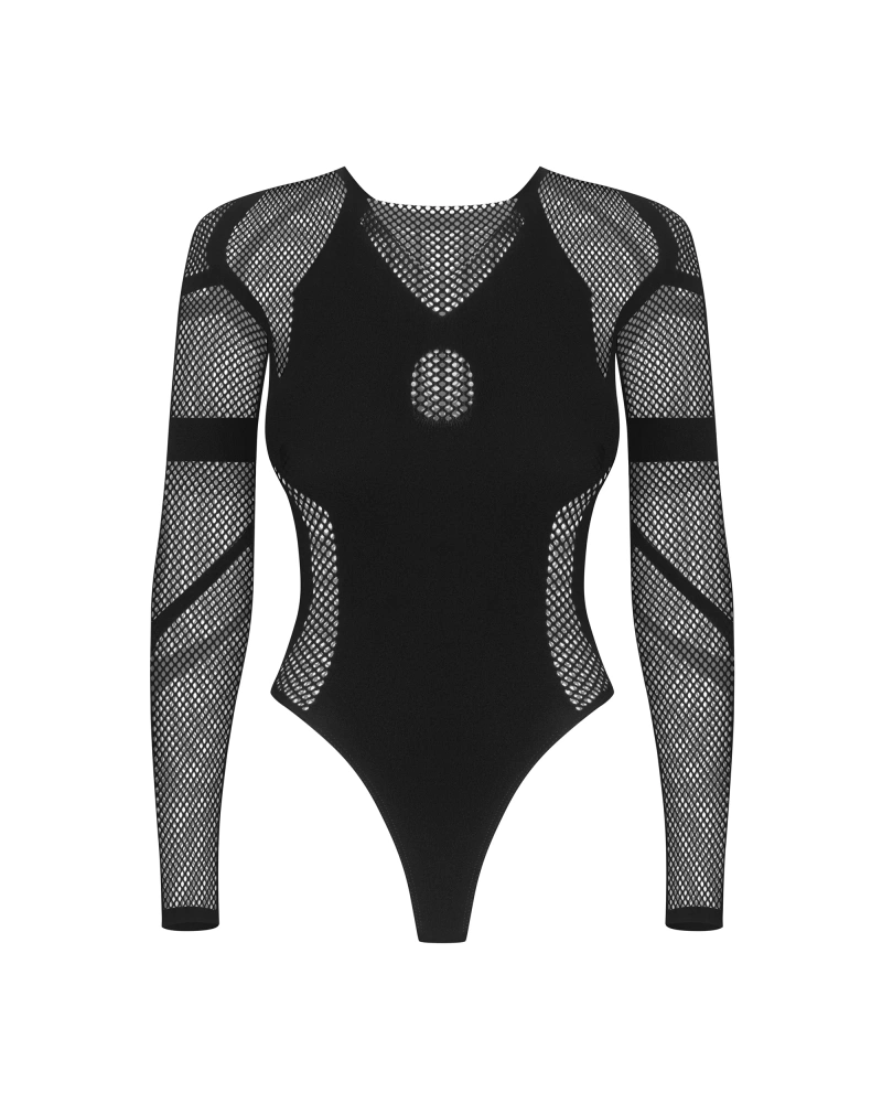 Czarne body z długim rękawem