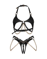 Czarny, otwarty komplet z łańcuszkami