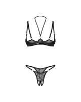 Otwarty biustonosz z fiszbinami i stringi