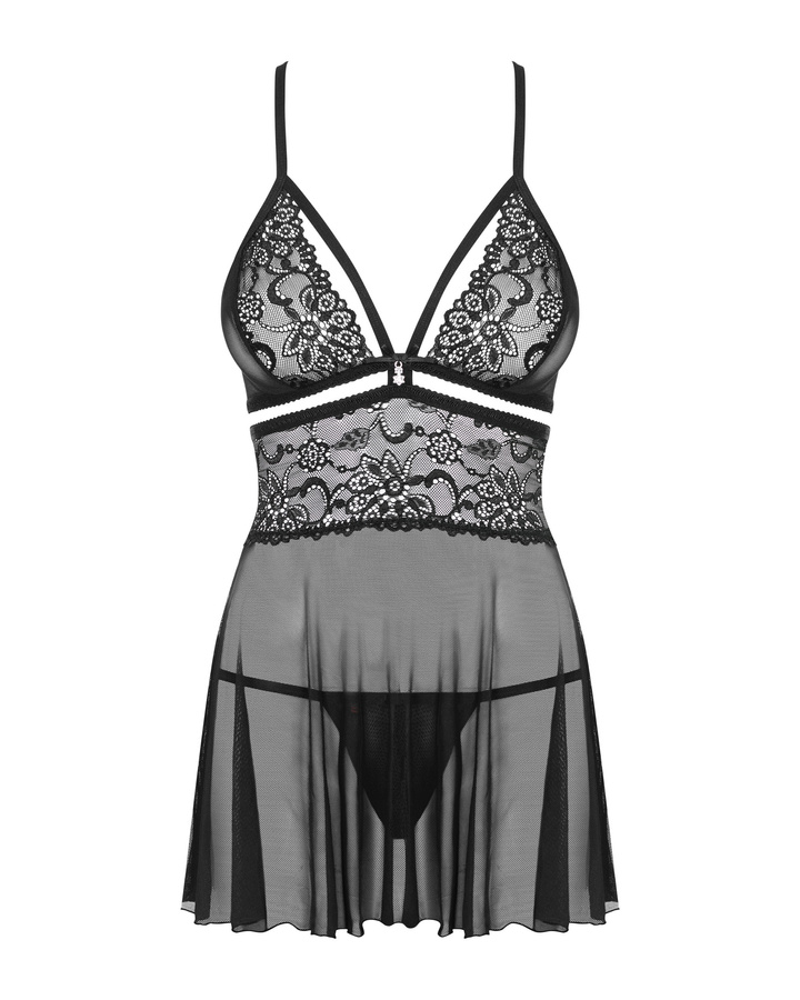 Czarna babydoll i stringi