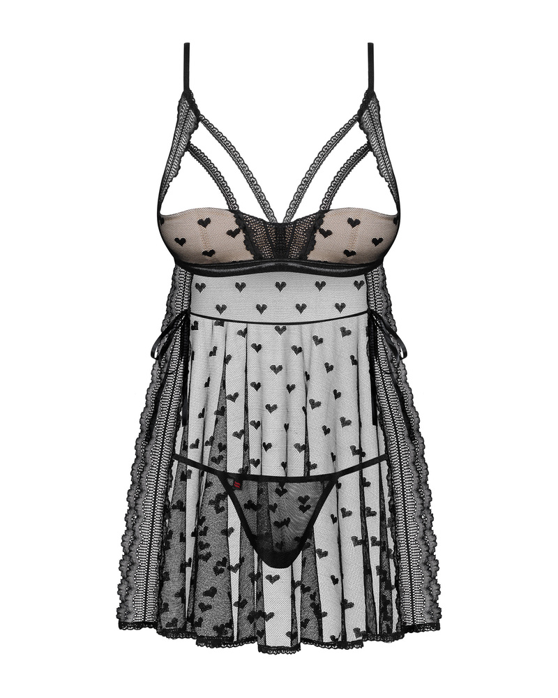 Prześwitująca, czarna babydoll