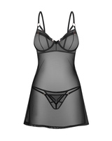 Czarna koszulka nocna z wycięciem na plecach