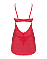 Czerwona, prześwitująca babydoll i stringi