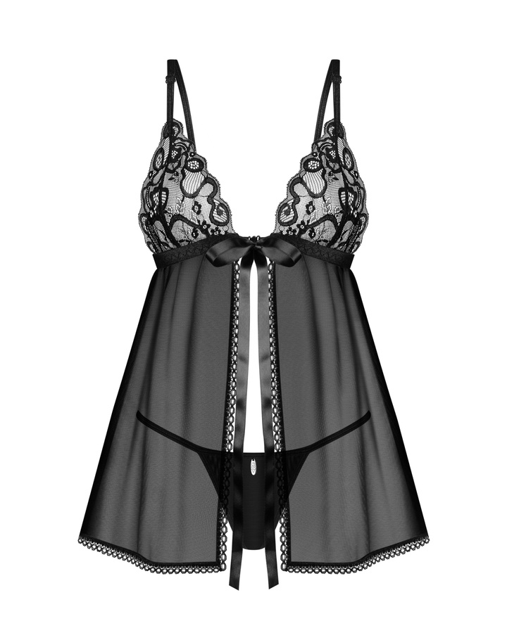 Czarna babydoll i stringi