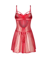 Czerwona babydoll z kokardą i stringi