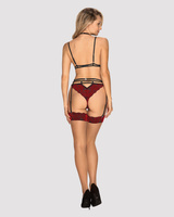 Czerwony komplet z koronki