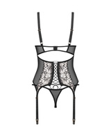 Gorset zdobiony kwiatowym haftem i stringi