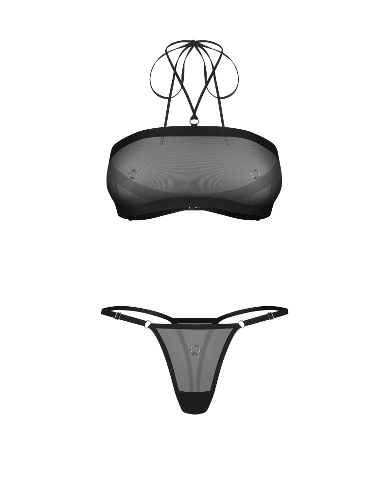 Komplet bielizny zdobiony srebrnymi ringami