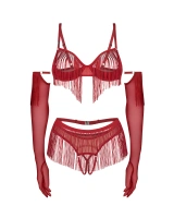 Otwarty, czerwony komplet z rękawiczkami