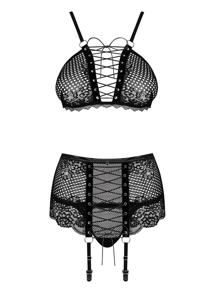 Set nero seducente con reggicalze