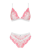 Różowy, koronkowy komplet bielizny