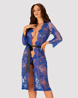 Niebieski, koronkowy peniuar