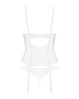 Biały, prześwitujący gorset i stringi