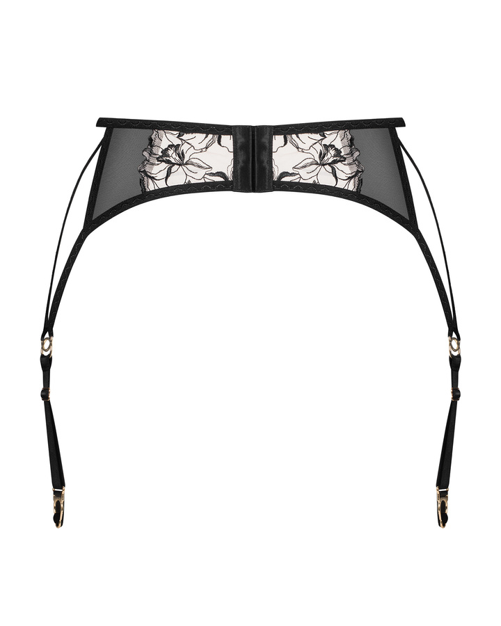 Pas do pończoch z haftowanym tiulem