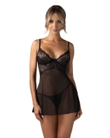 Prześwitująca babydoll z koronowym wykończeniem