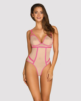 Błyszczące, beżowe body