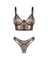 Połyskujący top i stringi otwarte