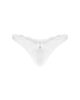 Białe stringi z koronkowym wykończeniem