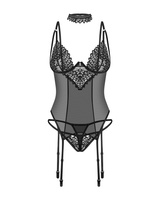 Czarny gorset, stringi i choker