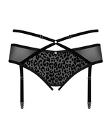 Czarny pas do pończoch z otwartym krokiem