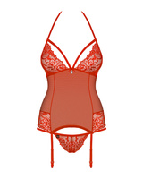 Czerwony gorset i stringi
