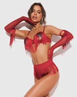 Otwarty, czerwony komplet z rękawiczkami