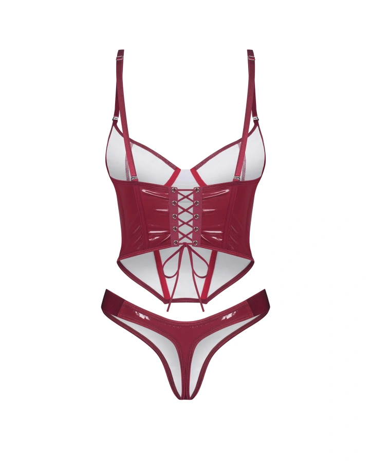 Gorset z sznurowaniem na plecach i stringi