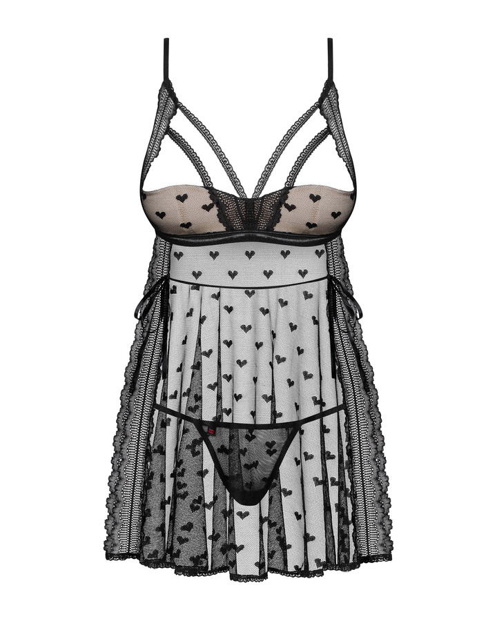 Prześwitująca, czarna babydoll