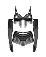 Czarny, otwarty komplet z rękawiczkami