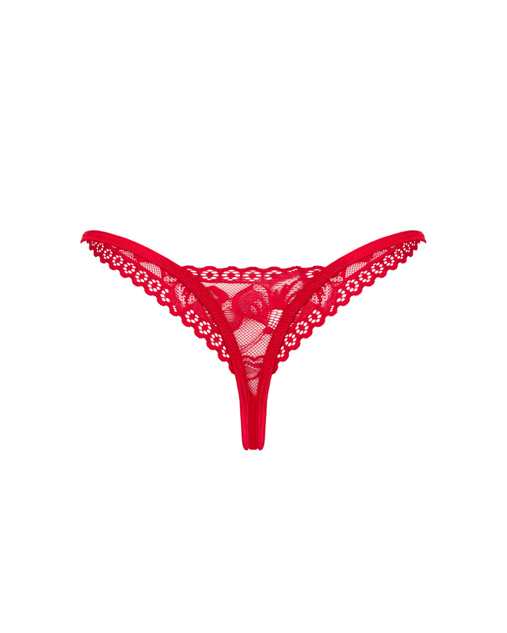 Czerwone stringi z koronką