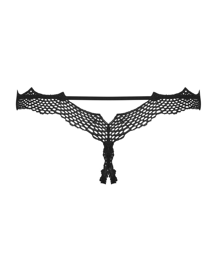 Czarne, otwarte stringi