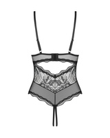 Koronkowe, czarne body z fiszbinami