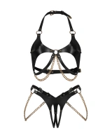 Czarny, otwarty komplet z łańcuszkami