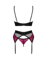 Komplet z różowym haftem