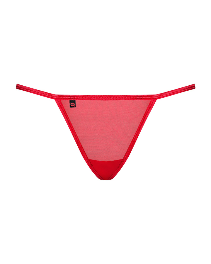 Czerwone stringi z kokardką