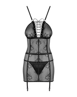 Czarna koszulka z odpinanymi paskami do pończoch